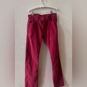 Levi's 514 Corduroy Red Jeans Men 30X32 Retro Black Tab Straight Leg Waist 30”